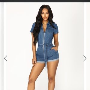 Down For You Denim Romper - Medium Wash